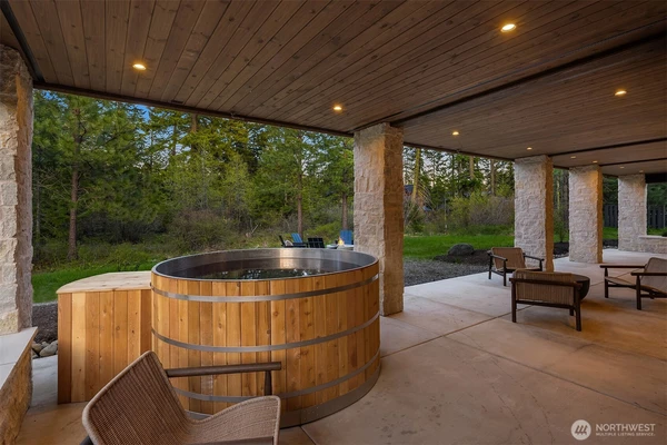 Lower level with hot tub.
