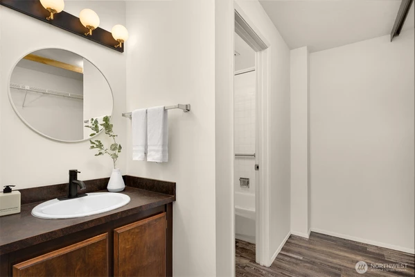 Full bath Brand new mirror, light, and fixture.